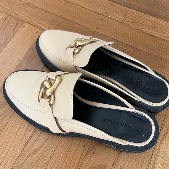 Aerosoles Shoes - Aerosoles leather mules with gold buckle detail